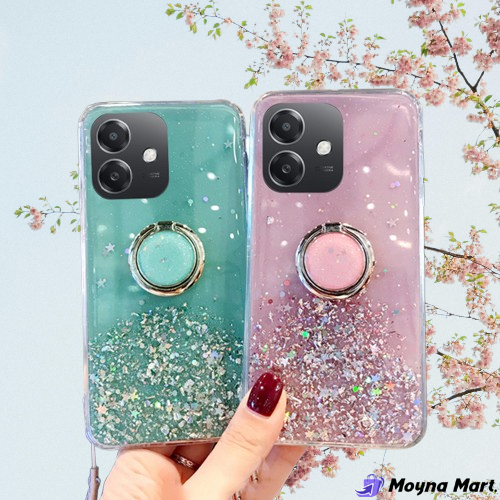 Phone case For OPPO A3X Back cover Glitter Starry Sky Bling Ring Lanyard Shiny Transparent Holder Stand Girls Soft Cover For OPPO A3 Cover cases