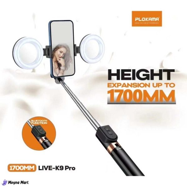 Plokama K9 Pro Double LED Selfie Stick Tripod